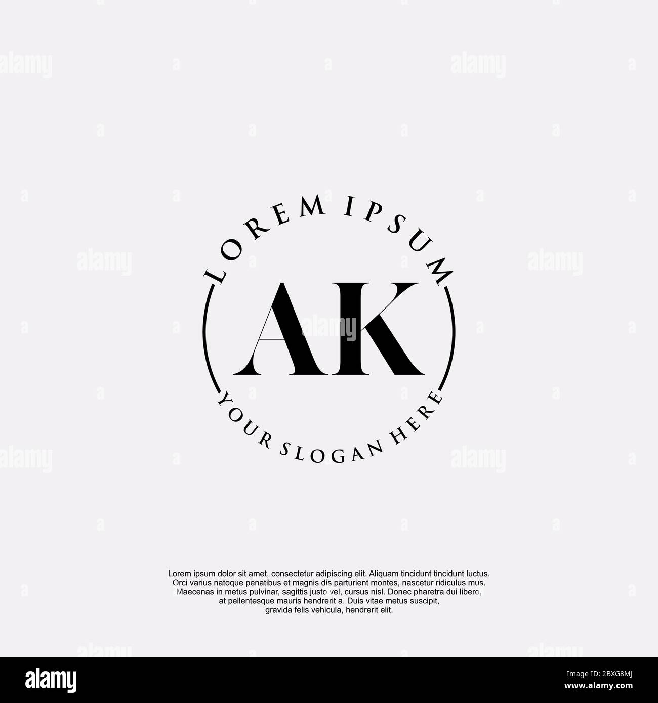 AK vettore modello logo iniziale di scrittura a mano Illustrazione Vettoriale