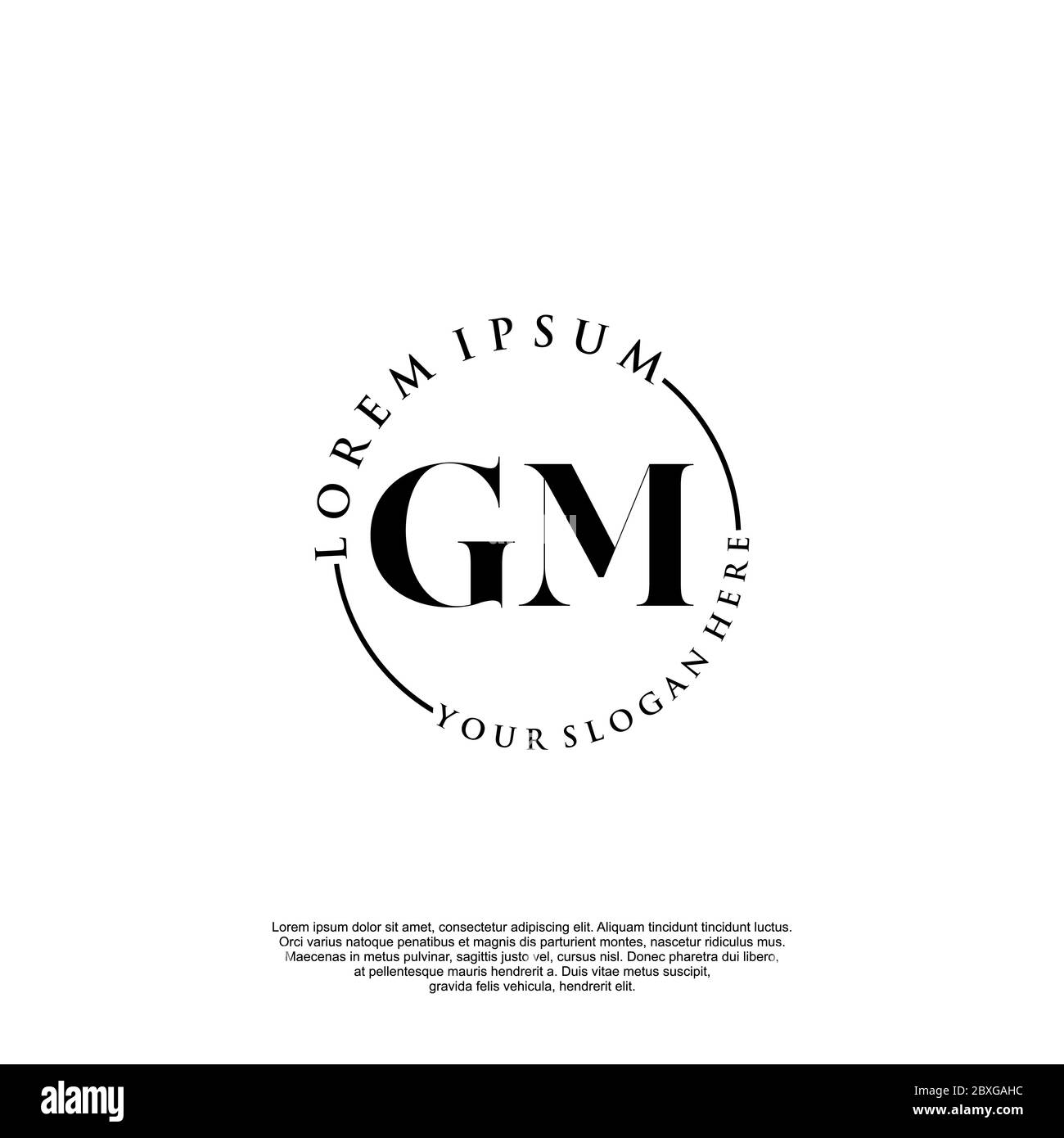 GM vettore modello logo iniziale di scrittura a mano Illustrazione Vettoriale