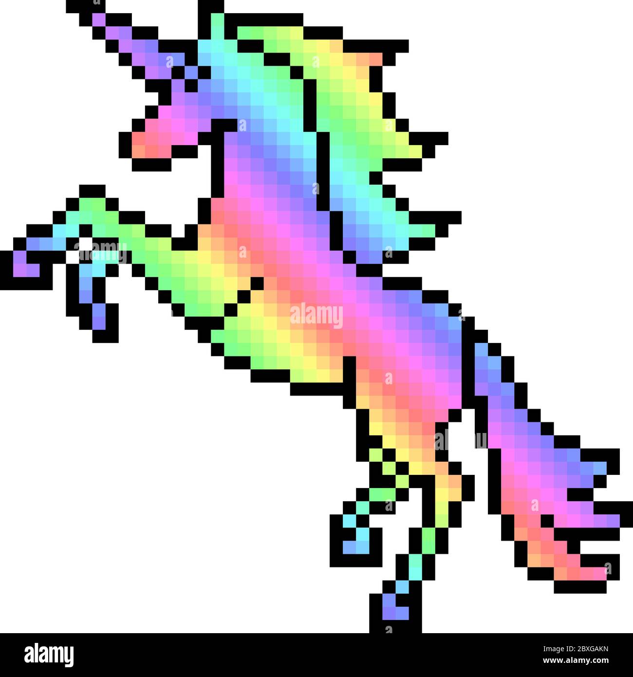 unicorno grafico pixel vettoriale isolato Illustrazione Vettoriale