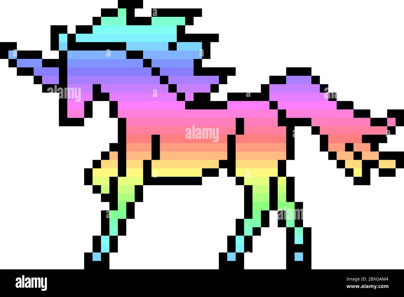 unicorno grafico pixel vettoriale isolato Illustrazione Vettoriale