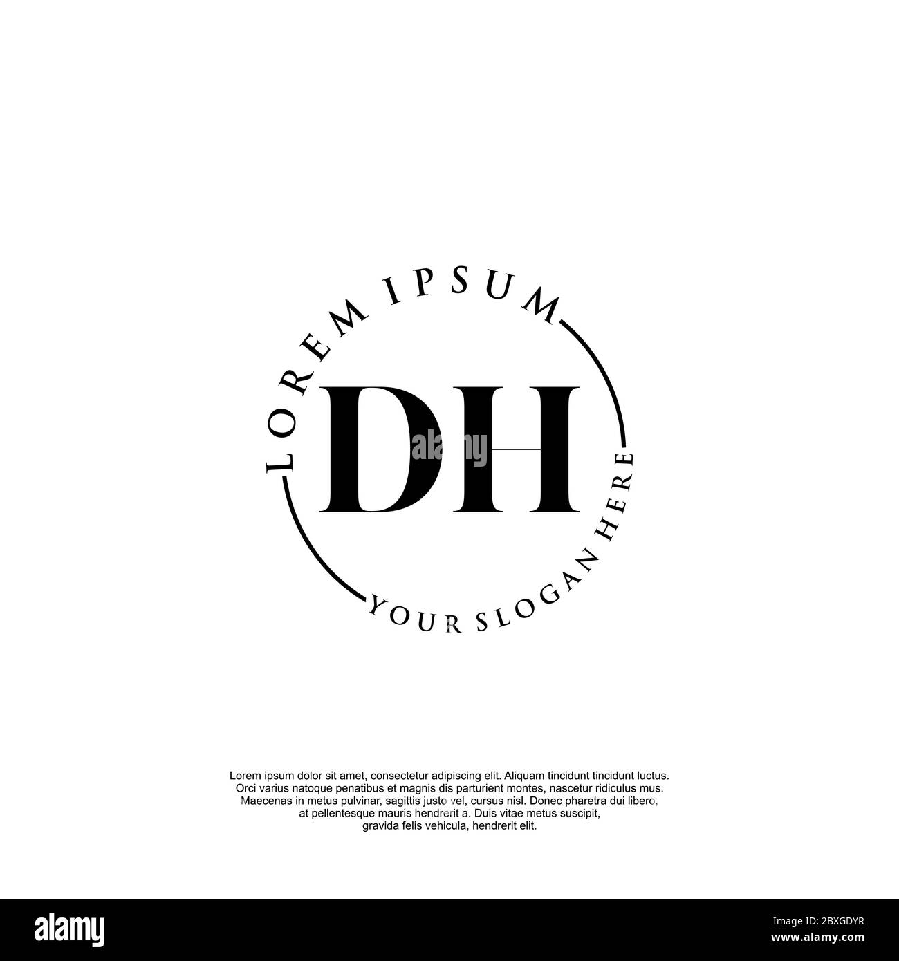 DH vettore modello logo scrittura manuale iniziale Illustrazione Vettoriale