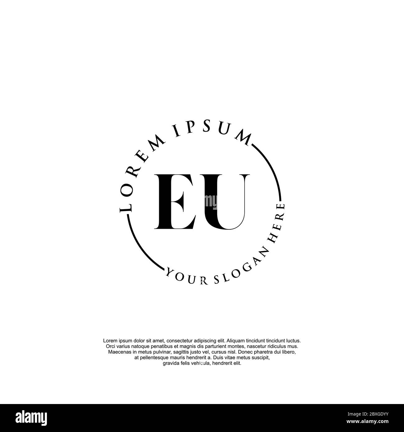 Vettore modello logo scrittura a mano iniziale UE Illustrazione Vettoriale