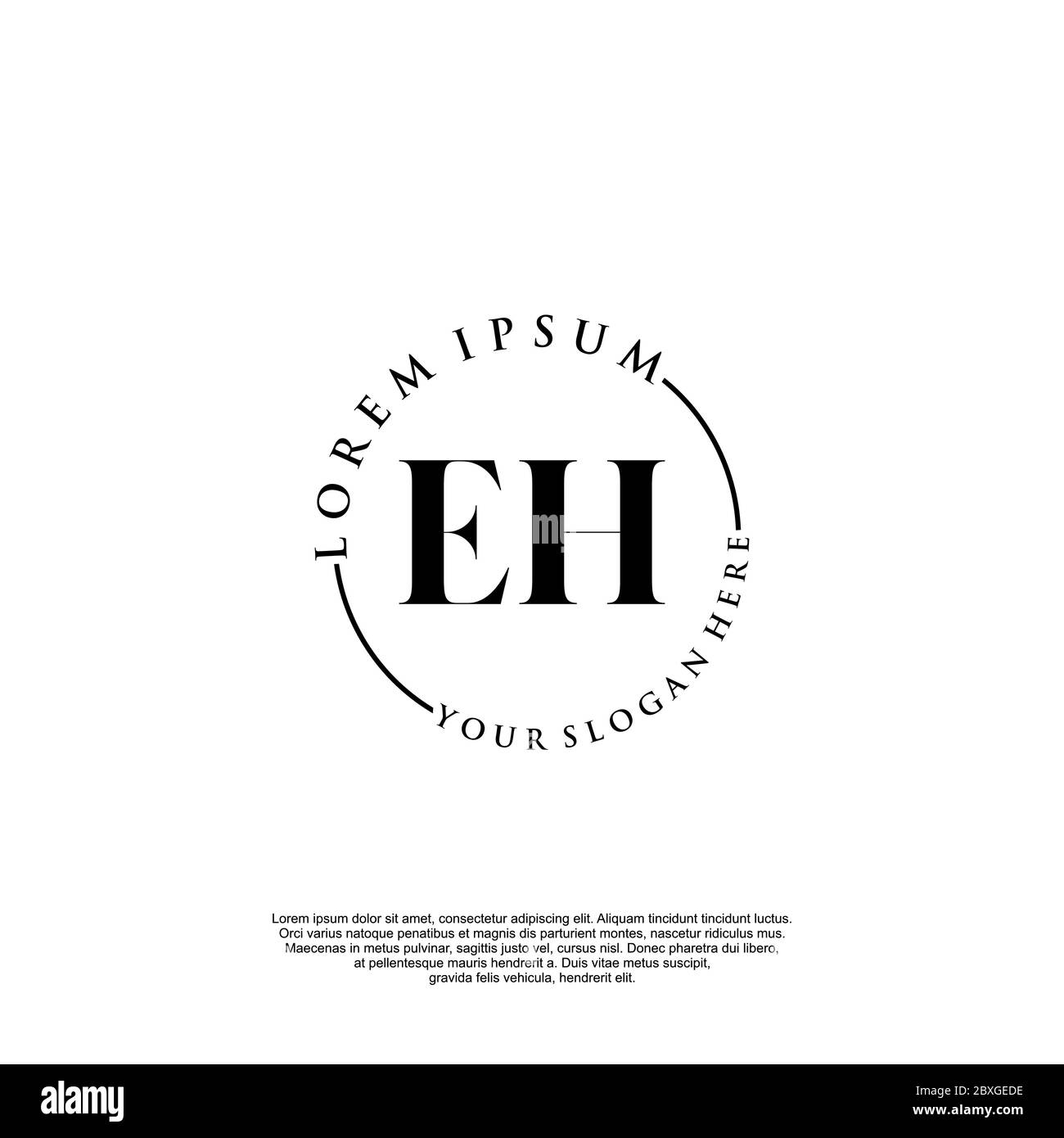 Vettore modello logo scrittura manuale iniziale EH Illustrazione Vettoriale