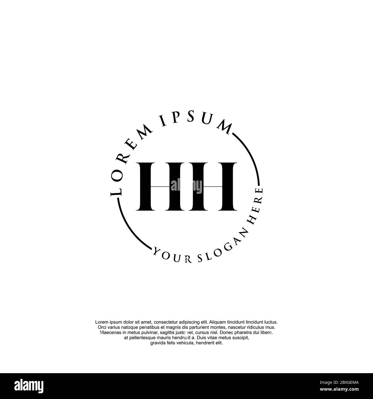 Vettore modello logo scrittura manuale iniziale HH Illustrazione Vettoriale