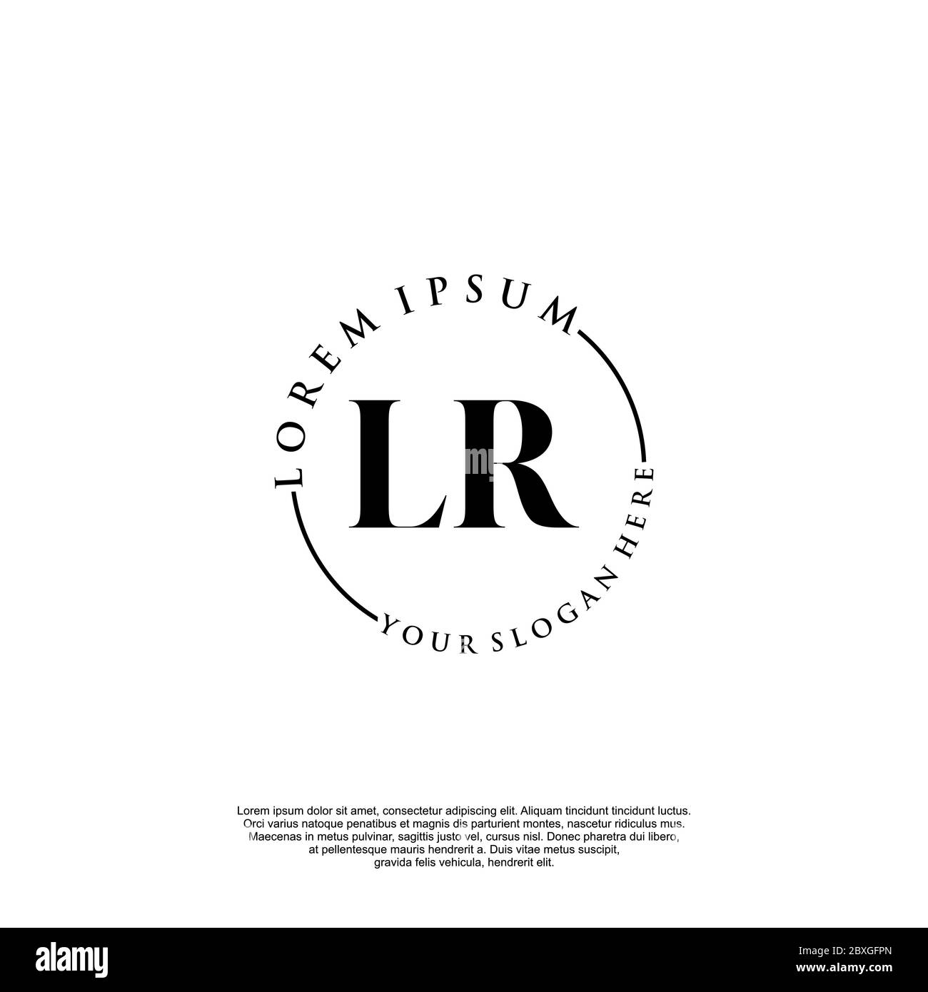 Vettore modello logo di scrittura manuale iniziale LR Illustrazione Vettoriale