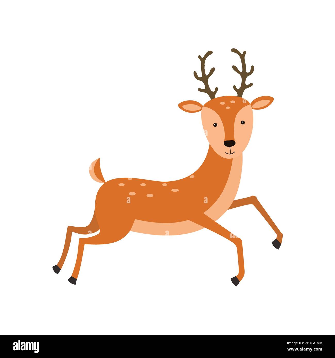 Carino cartoon vettore di capriolo illustrazione su sfondo bianco Illustrazione Vettoriale