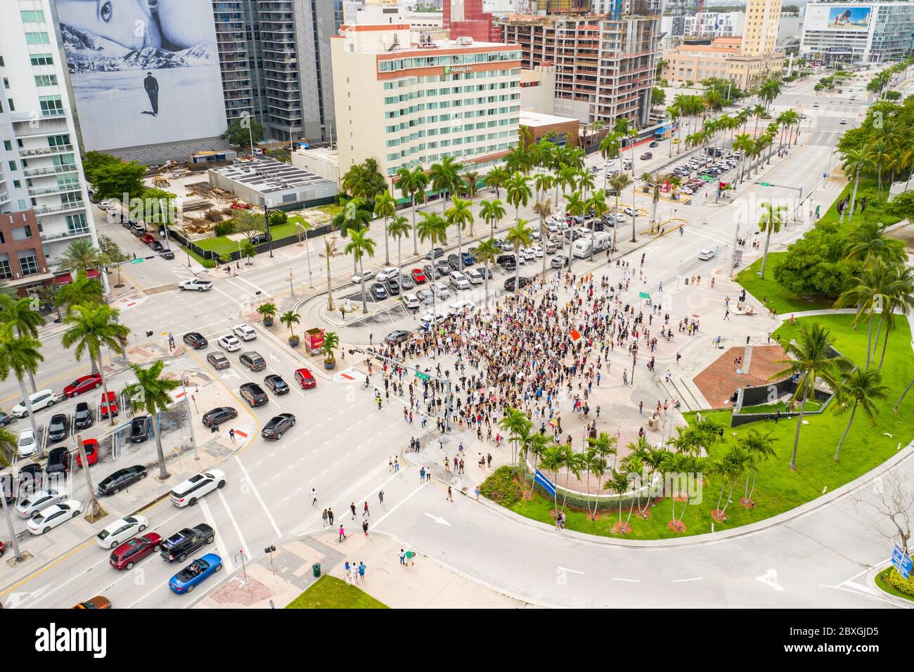 Le proteste di George Floyd Death al Downtown Miami FL Foto Stock