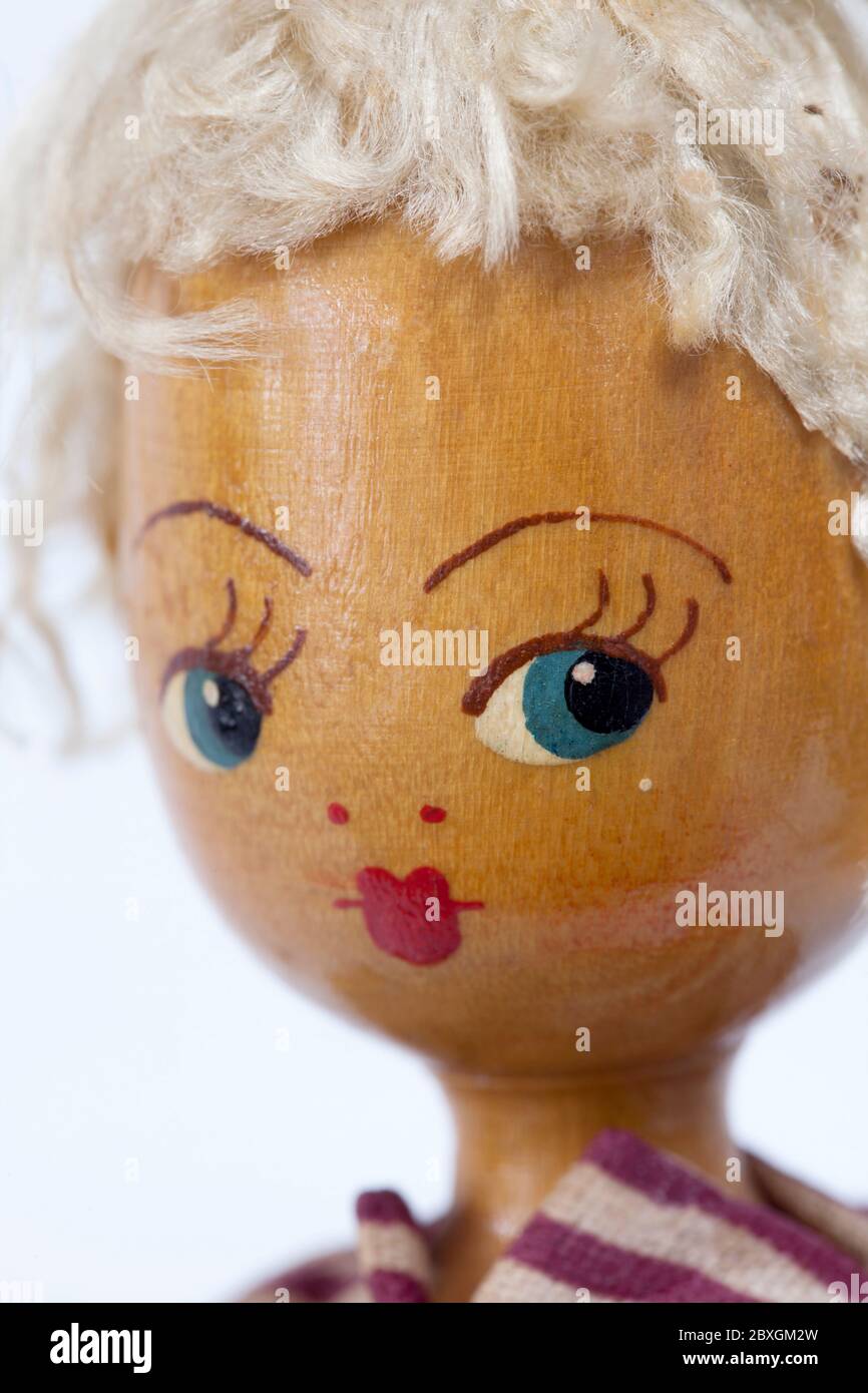 Vintage articolato in legno polacco Peg Doll Foto Stock