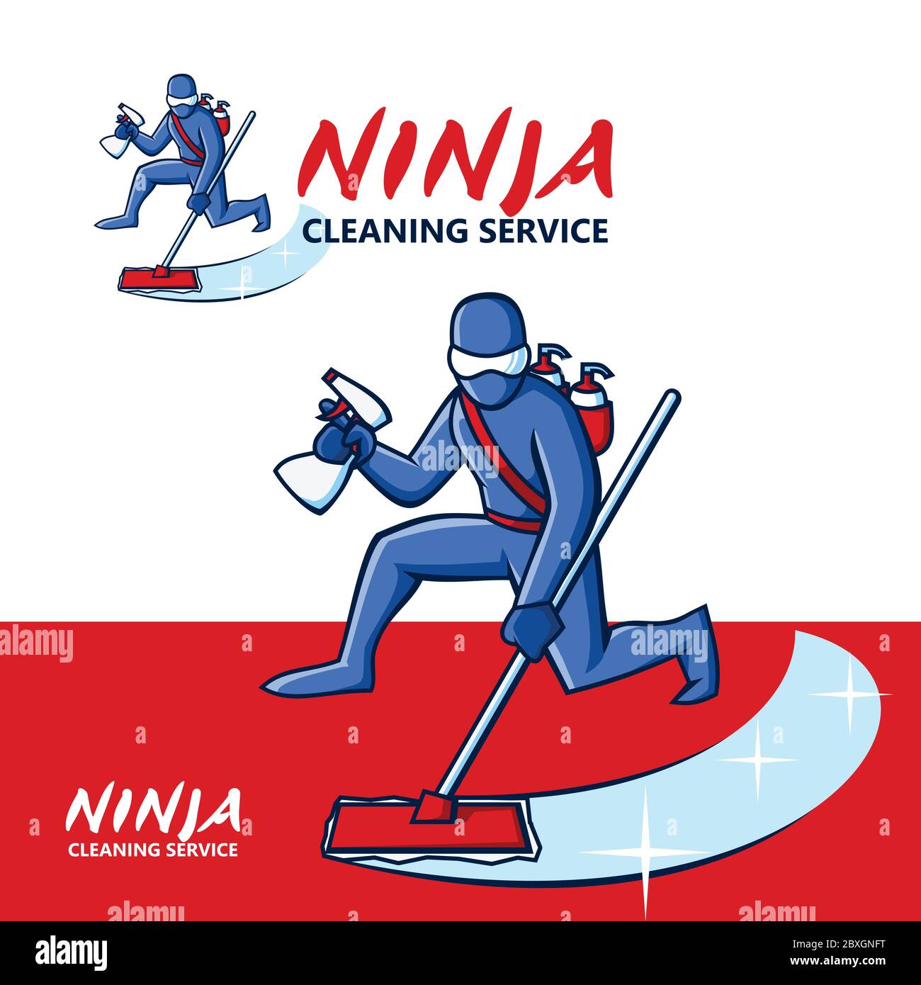 Servizio di pulizia Ninja Illustrazione Vettoriale