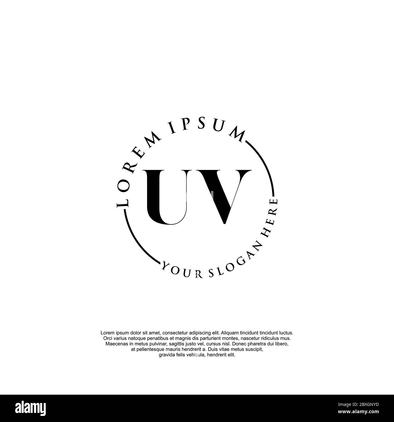 Vettore modello logo scrittura manuale iniziale UV Illustrazione Vettoriale