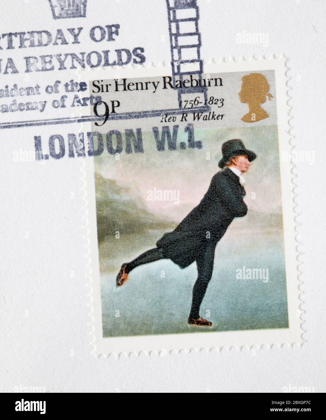 Copertina britannica del primo giorno francobolli - compleanno di Joshua Reynolds Foto Stock