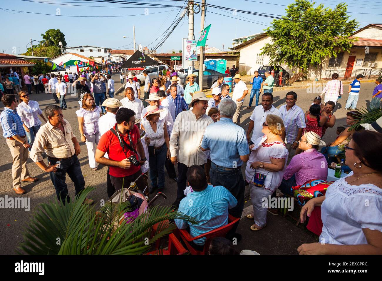 L'ex presidente di Panama, Juan Carlos Varela, in visita a Las Tablas, provincia di Los Santos, Repubblica di Panama. 11 Gennaio 2014. Foto Stock