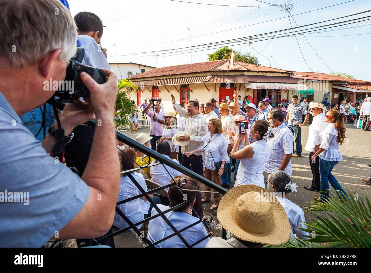 L'ex presidente di Panama, Juan Carlos Varela, in visita a Las Tablas, provincia di Los Santos, Repubblica di Panama. 11 Gennaio 2014. Foto Stock