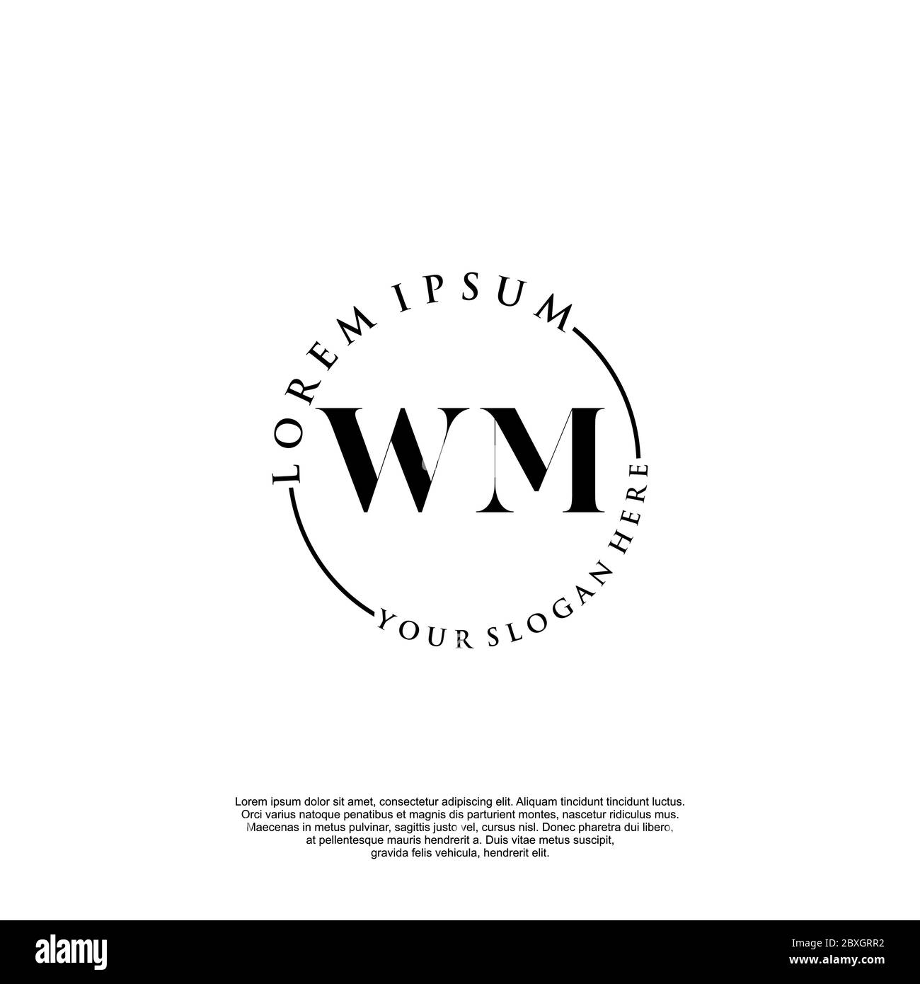 WM vettore modello iniziale di logo di scrittura a mano Illustrazione Vettoriale