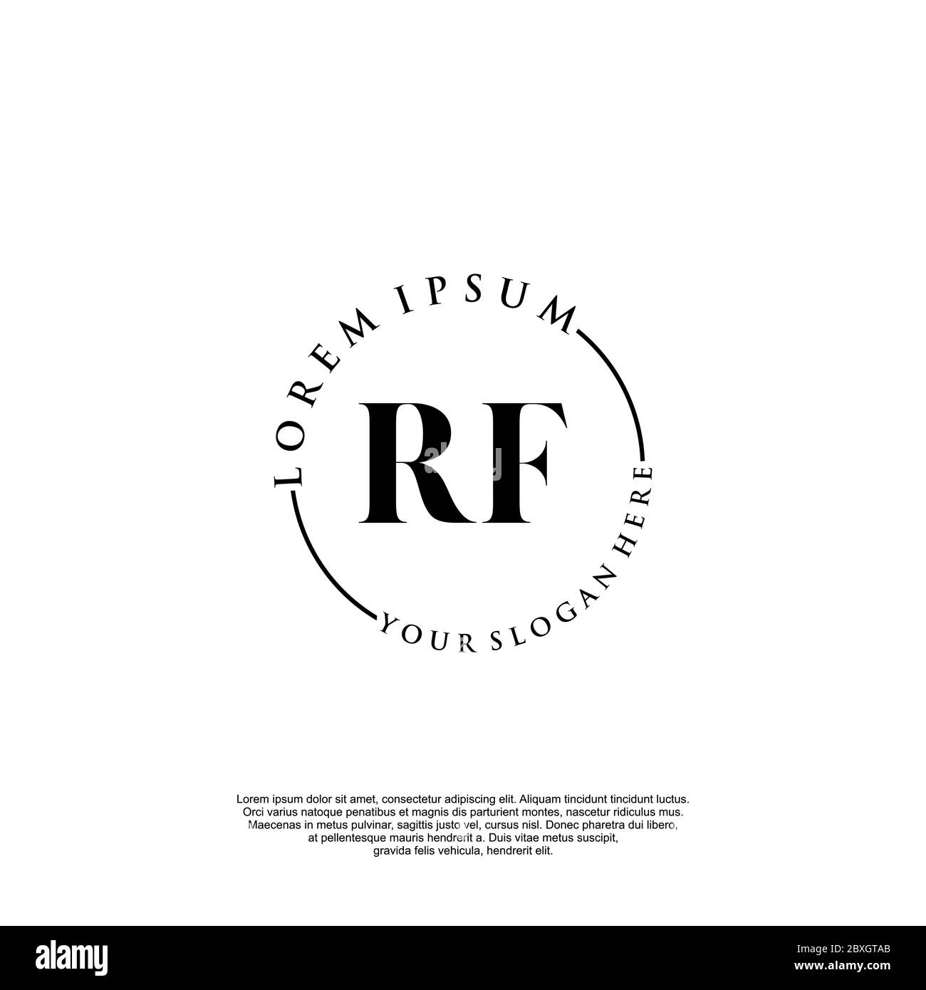 Vettore modello logo scrittura manuale iniziale RF Illustrazione Vettoriale