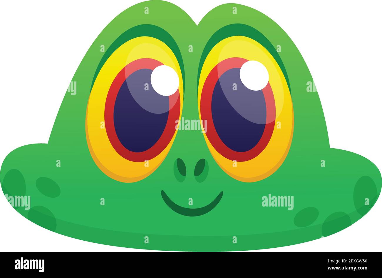 Icona testa di Cartoon divertente Frog. Illustrazione vettoriale Illustrazione Vettoriale