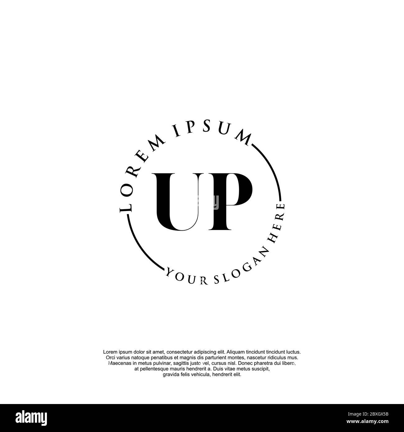 UP vettore modello logo scrittura manuale iniziale Illustrazione Vettoriale