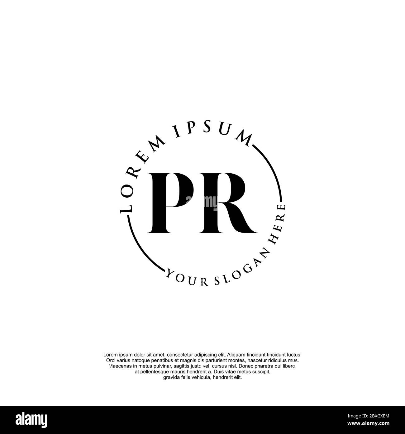 PR vettore modello logo scrittura manuale iniziale Illustrazione Vettoriale