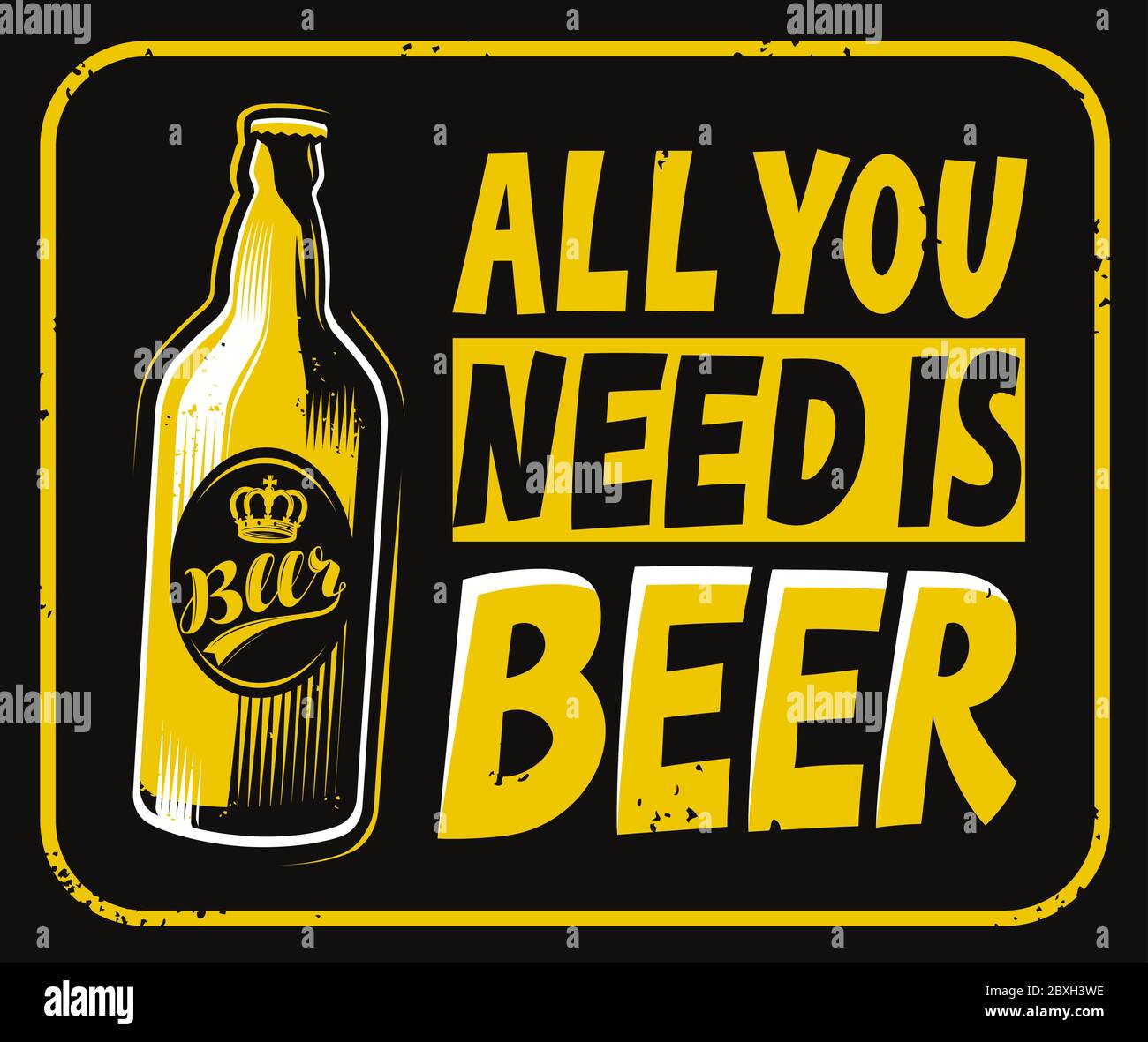 Cartello della birra. Poster retrò per illustrazione vettoriale di pub o bar Illustrazione Vettoriale