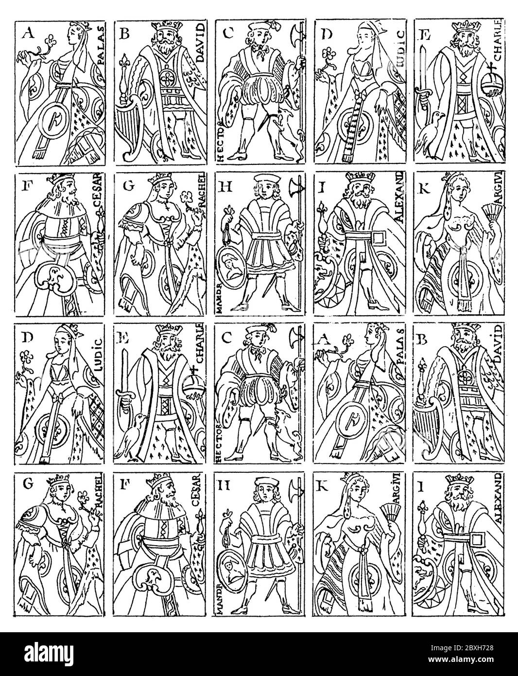 18th ° secolo illustrazione di un foglio di carte da gioco. Pubblicato in 'A Diderot pittorico Enciclopedia di mestieri e industria. Produzione e la T Foto Stock