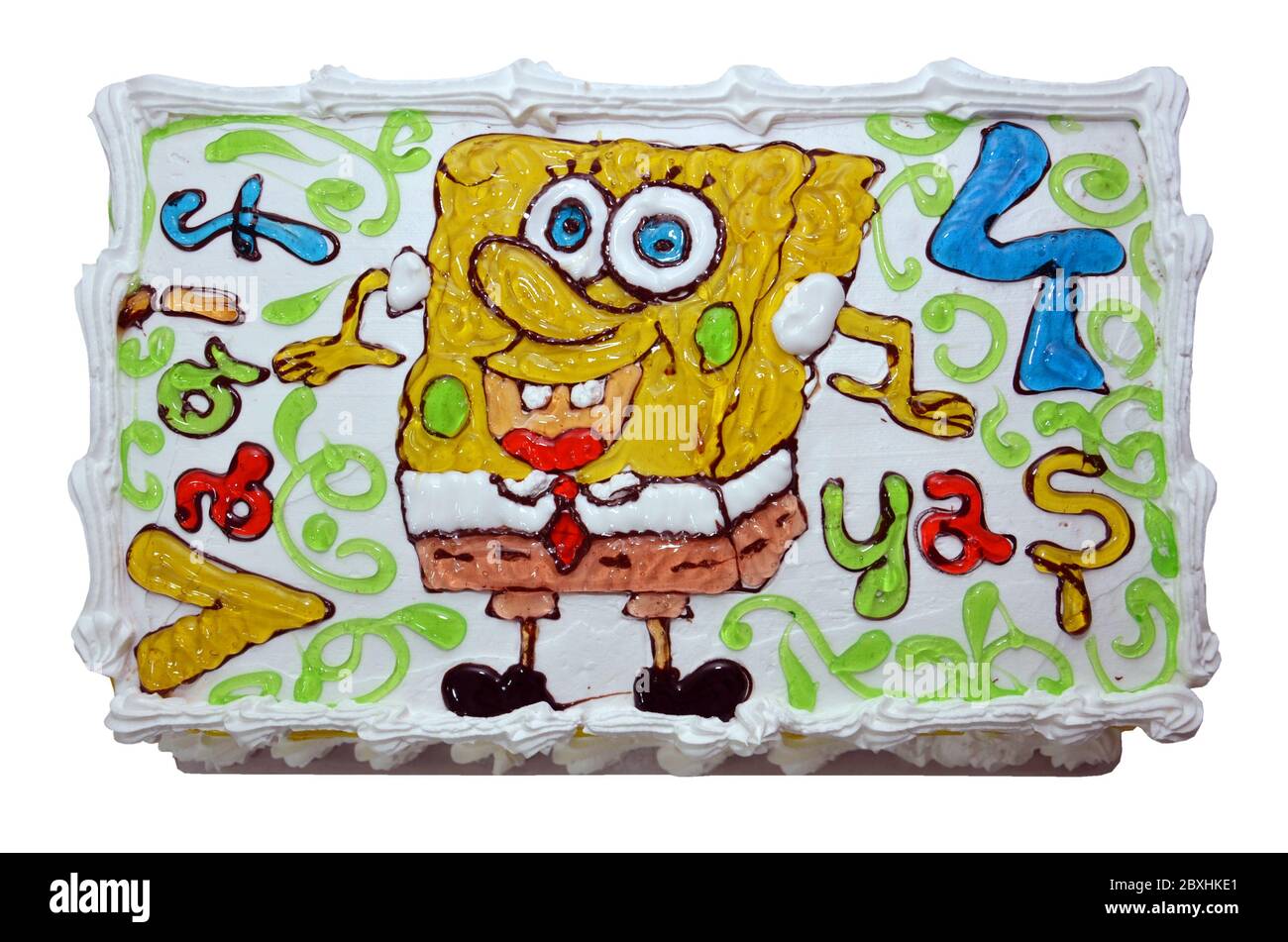 Torta di Spongebob . Torta di Spongebob con crema di burro . Azerbaigian baku 27.01.2011 . Foto Stock