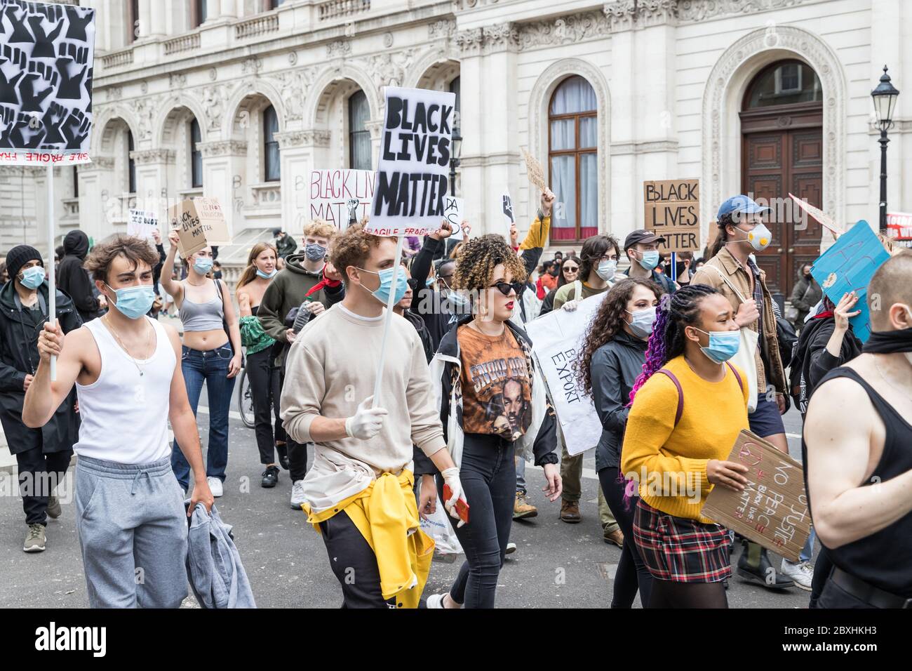 La protesta contro la blacklivesmateria nel centro di Londra domenica 07 giugno 2020 Foto Stock