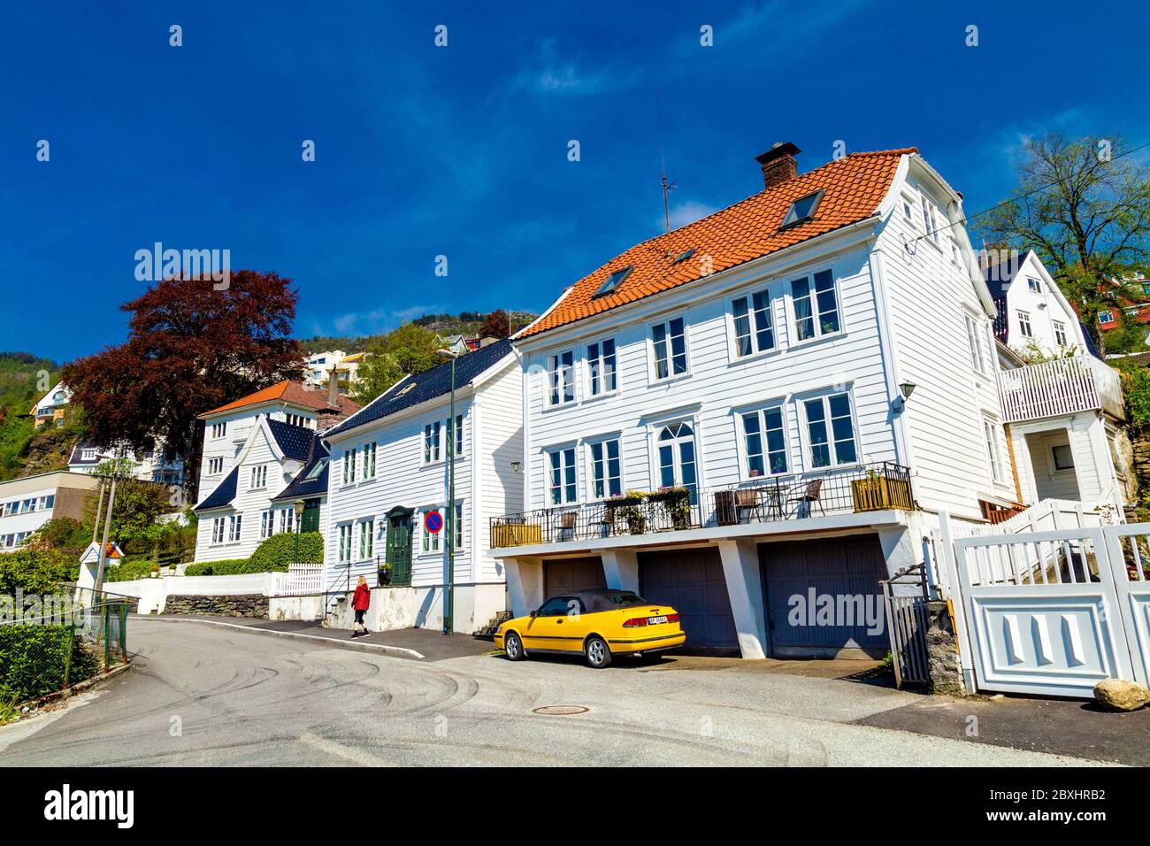 Case tradizionali norvegesi a Bergen, Norvegia Foto Stock