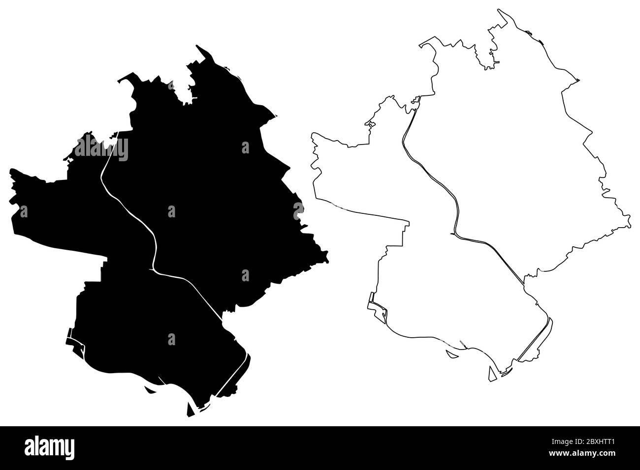 Kawaguchi Città (Stato del Giappone, isola paese, Prefettura di Saitama) mappa vettoriale illustrazione, abbozzamento scrimbuto città di Kawaguchi mappa Illustrazione Vettoriale