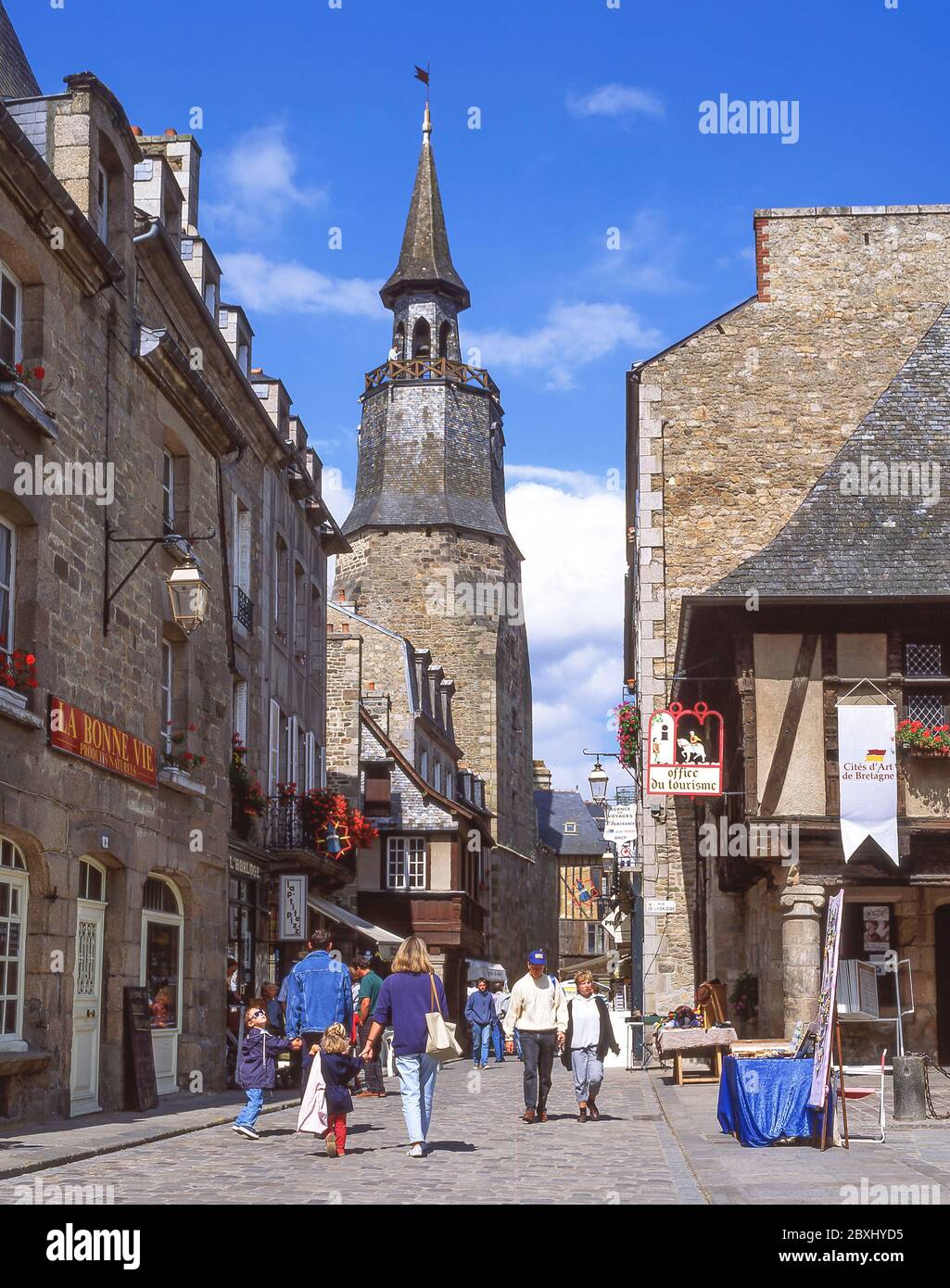 Tour de L'Horloge, rue de l'Horloge, Dinan, Côtes-d'Armor Bretagna, Francia Foto Stock