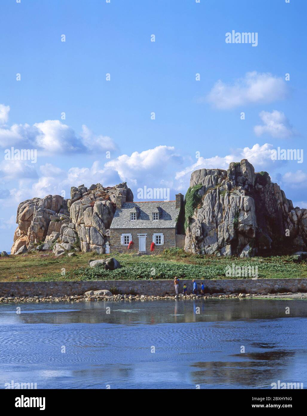 Pointe du Chateau, Plougrescant (Plougouskant), Côtes-d'Armor, Bretagna, Francia Foto Stock