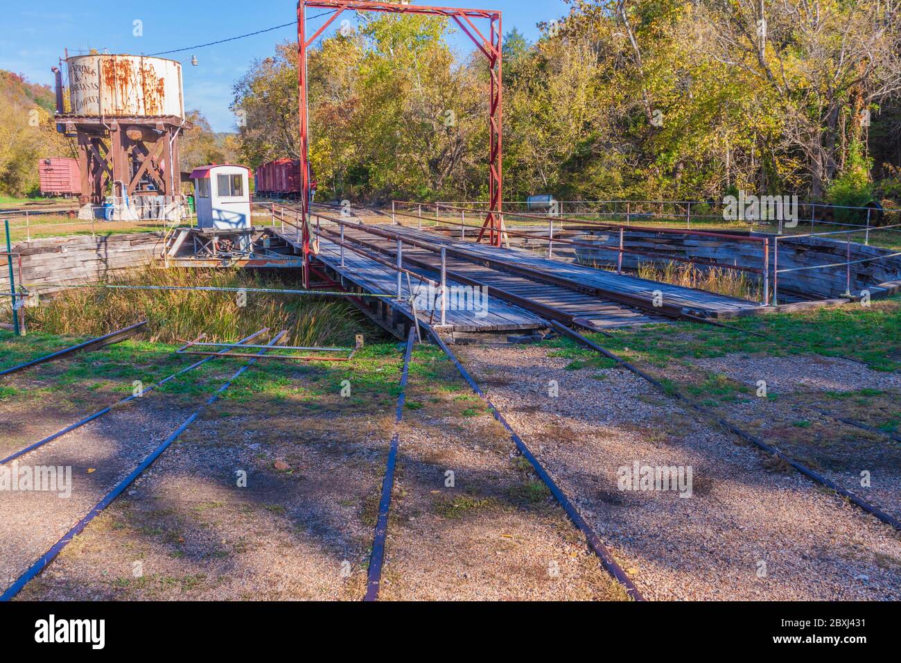 Eureka Springs e North Arkansas Railway Depot, storico servizio ferroviario d'epoca, a Eureka Springs, Arkansas. Foto Stock