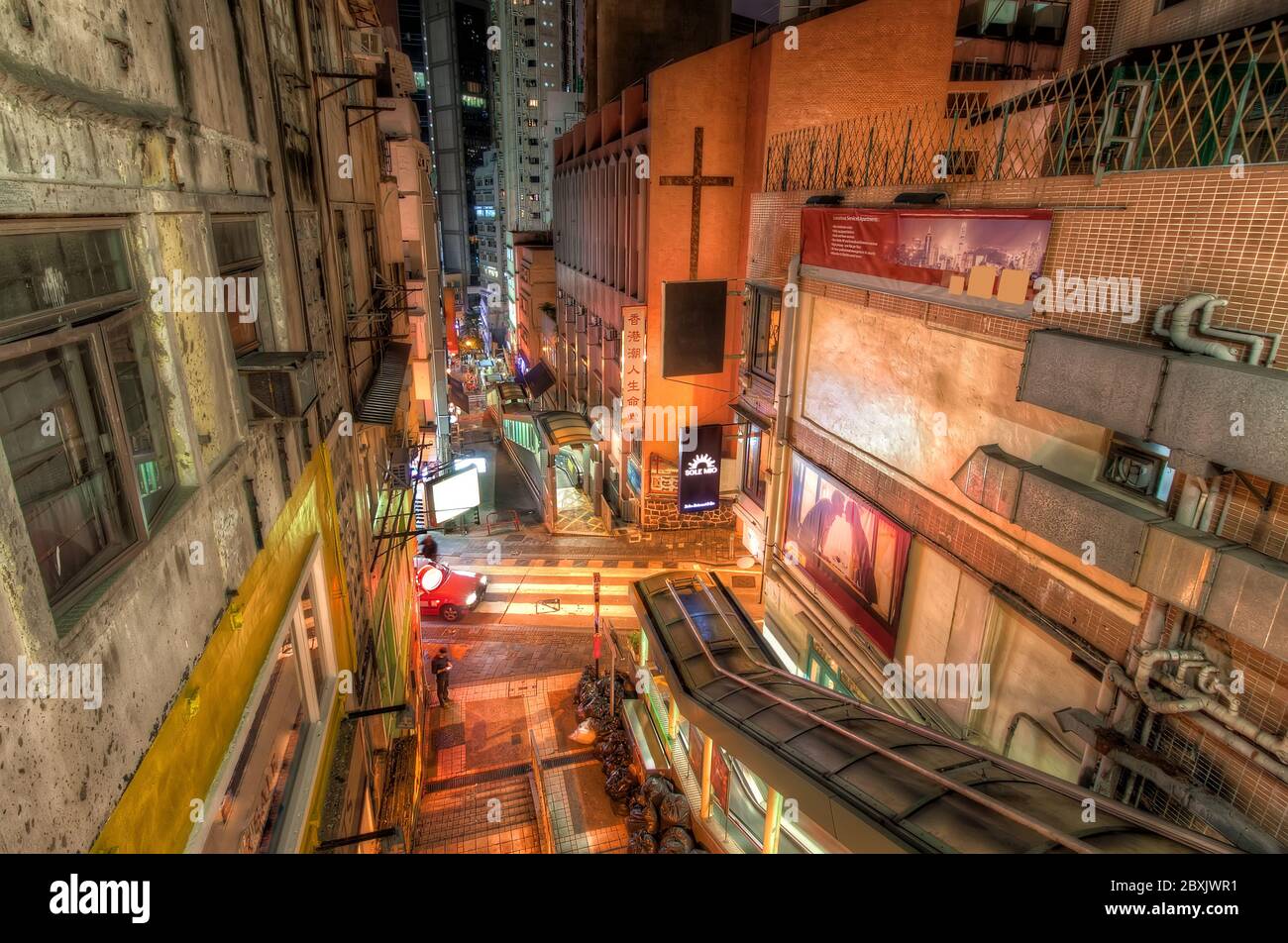 Hong Kong - 06 settembre 2016 - angolo di Elgin Street e Shelley Street nella zona di Soho, Hong Kong Foto Stock