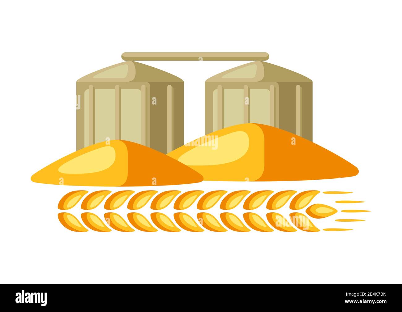 Illustrazione di granaio con l'orecchio maturo di grano. Illustrazione Vettoriale