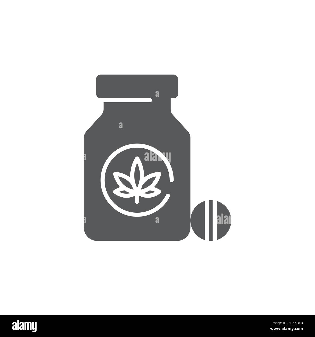 Pillole di cannabis flacone vettore icona simbolo isolato su sfondo bianco Illustrazione Vettoriale