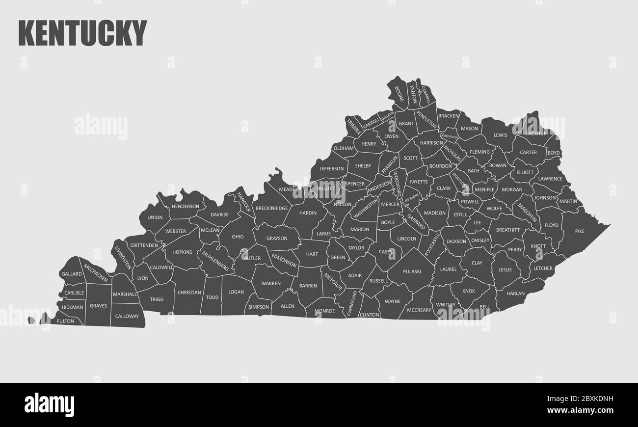 Mappa della contea del Kentucky Illustrazione Vettoriale