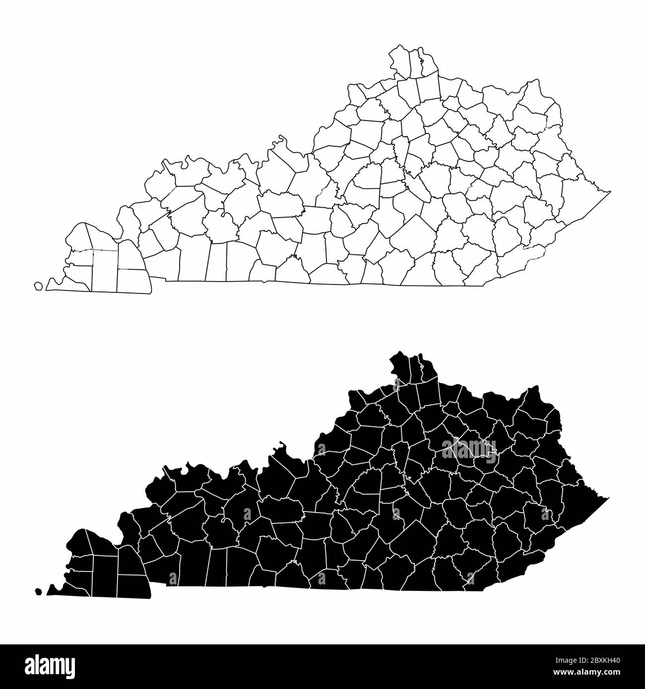 Mappe della contea del Kentucky Illustrazione Vettoriale