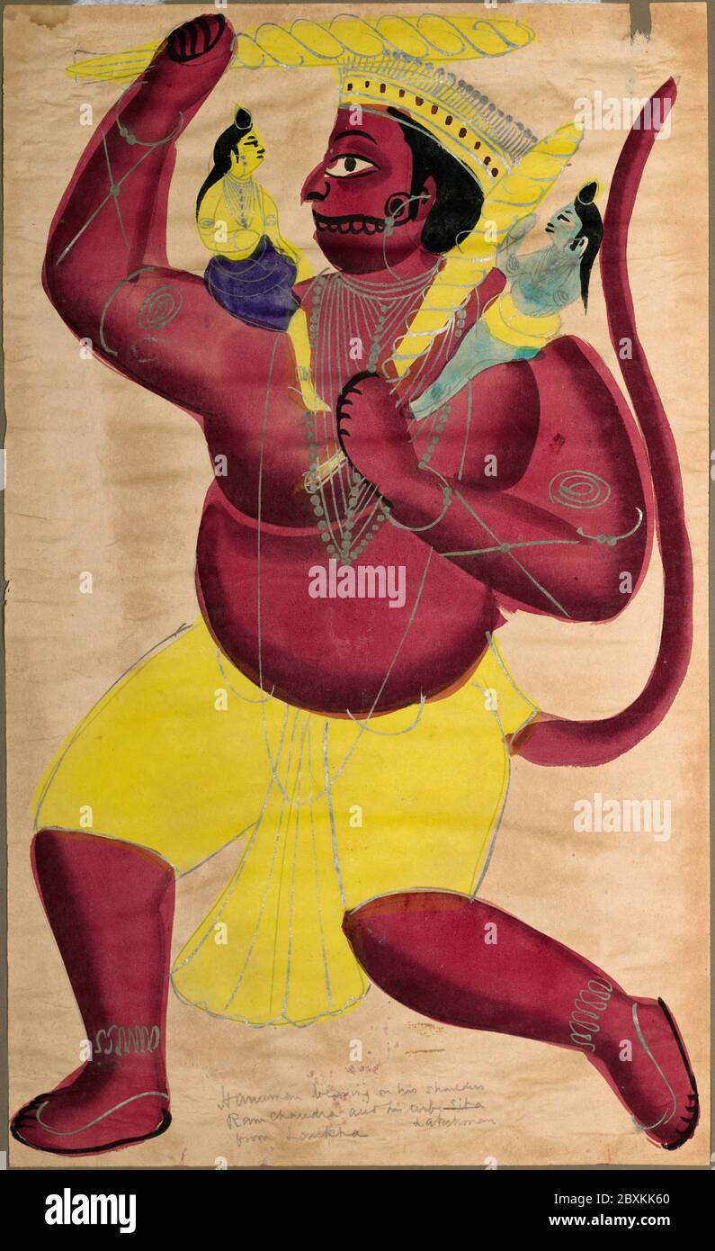Hanuman, circa 1880, arte indiana e del sud-est asiatico Foto Stock