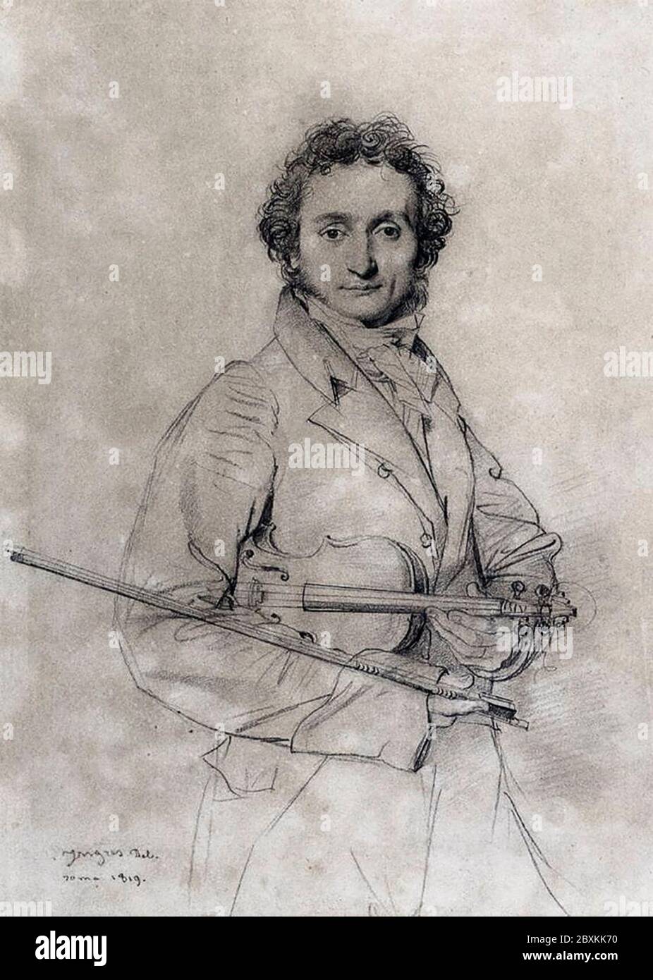 Il violinista Niccolo Paganini - Jean Auguste Dominique Ingres, circa 1819 Foto Stock