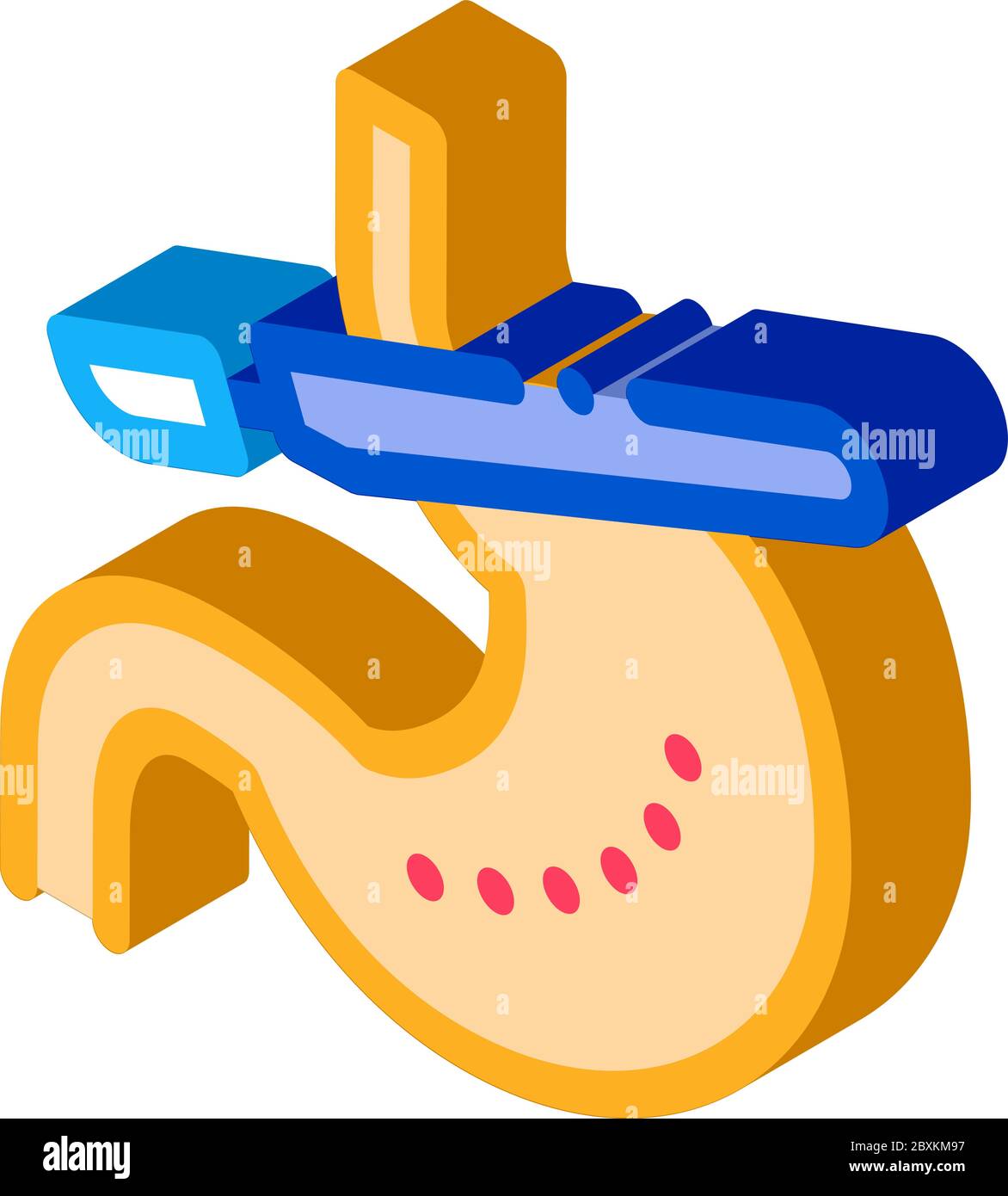 immagine vettoriale delle icone isometriche dello stomaco per il campionamento di particelle Illustrazione Vettoriale