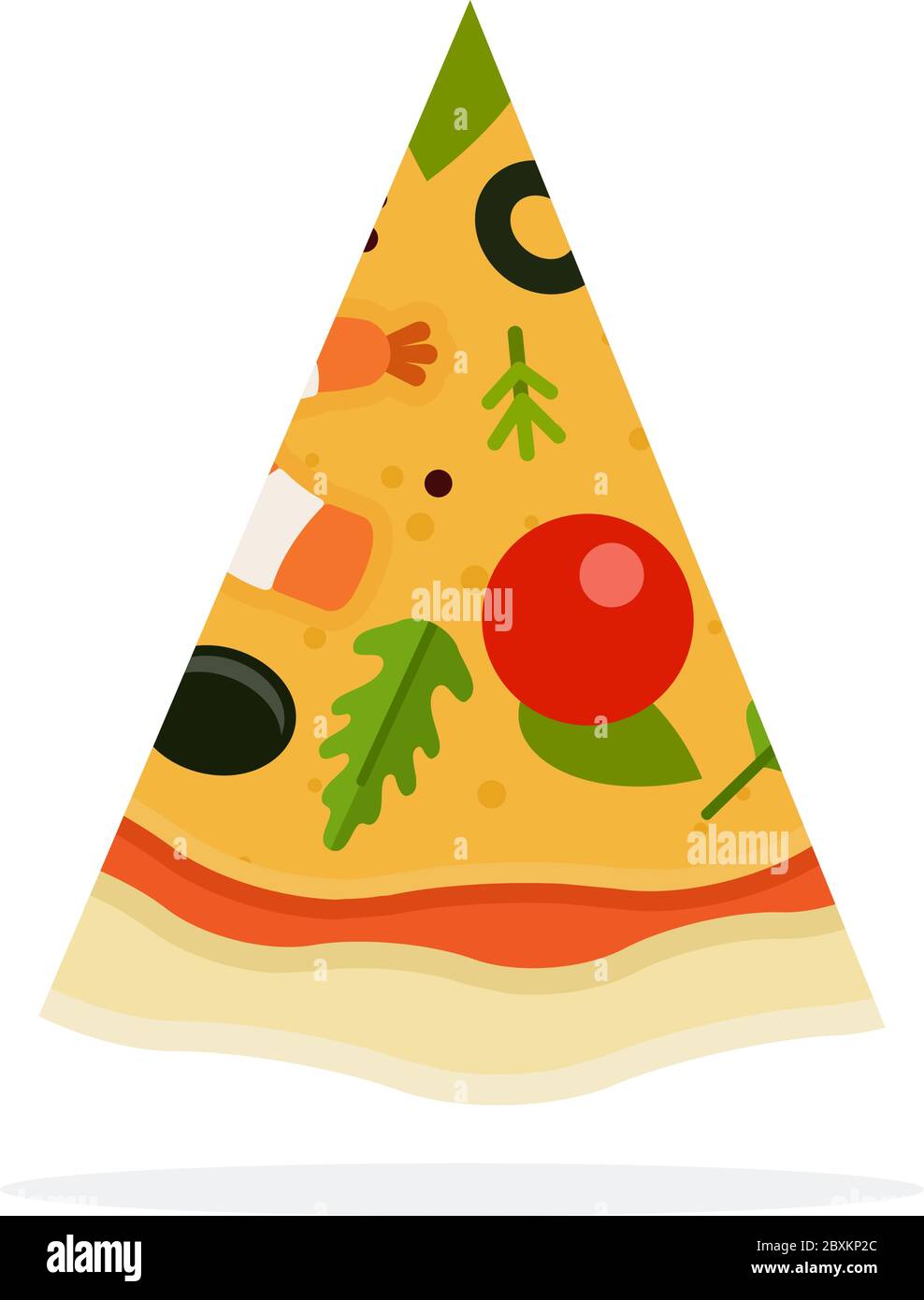 Pezzo di pizza con pesce vettore piatto isolato Illustrazione Vettoriale