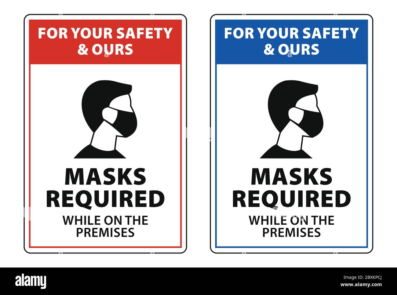 per la vostra sicurezza e la nostra, maschere richieste mentre sul vettore di segno locale Illustrazione Vettoriale
