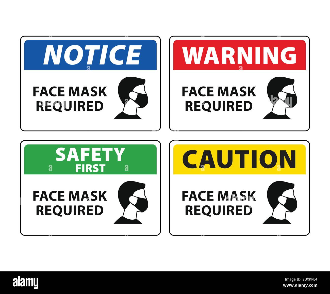 cartello di avvertenza, sicurezza e attenzione maschera di protezione obbligatoria Illustrazione Vettoriale