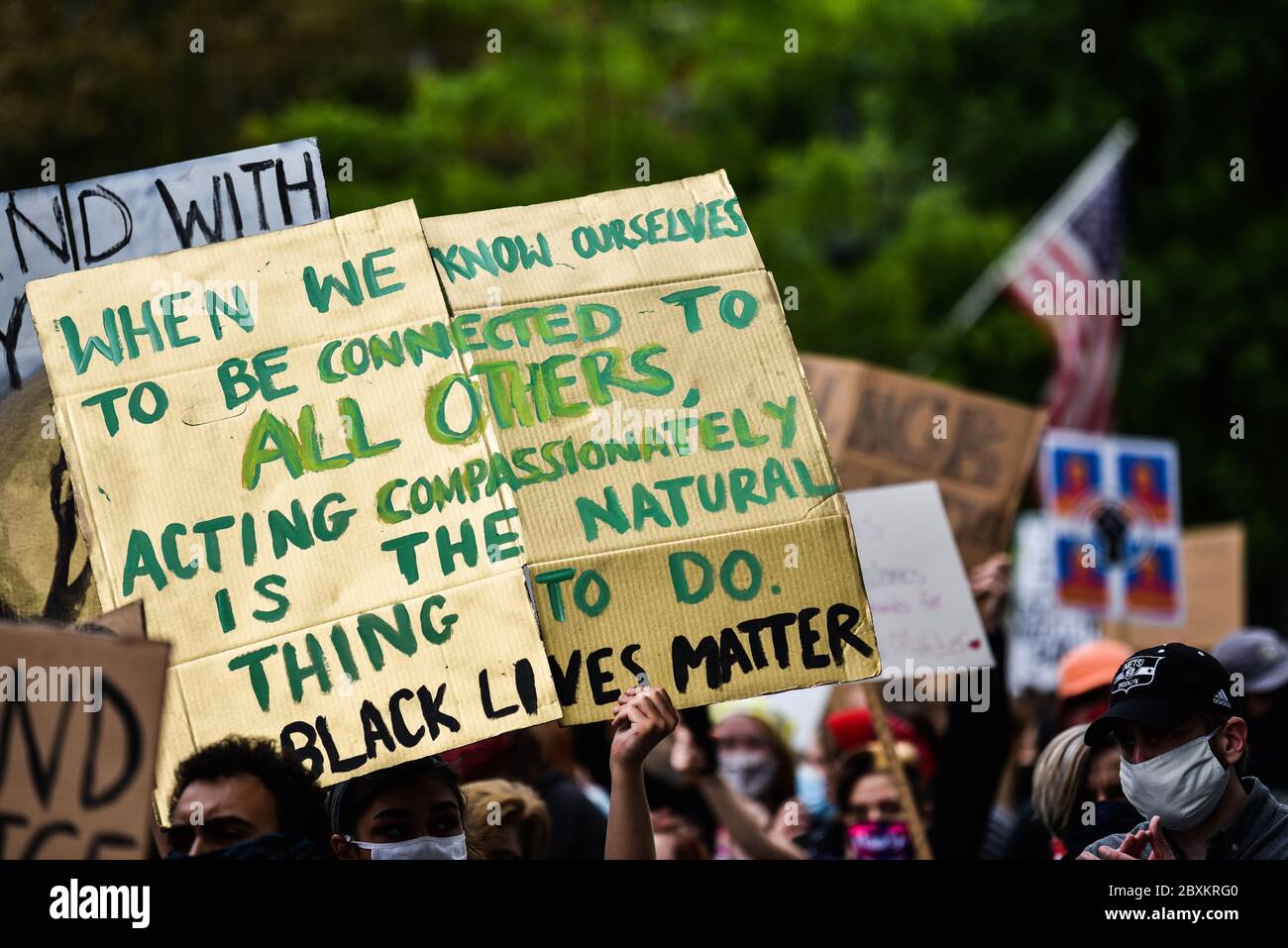 Protesta contro la polizia che uccide persone di colore negli Stati Uniti (Black Lives Matter), Vermont state House e le strade circostanti, Montpelier, VT, USA. Foto Stock