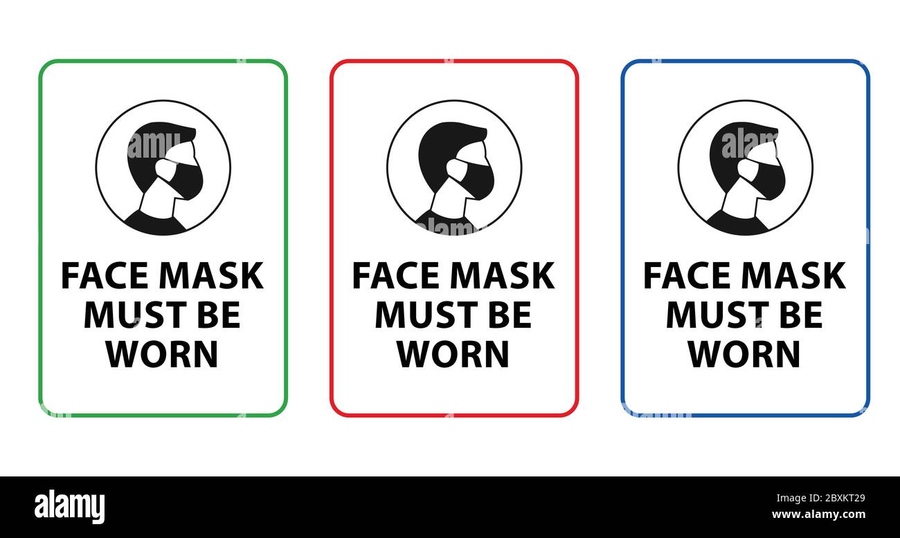 la maschera facciale deve essere indossata come vettore di segnale Illustrazione Vettoriale