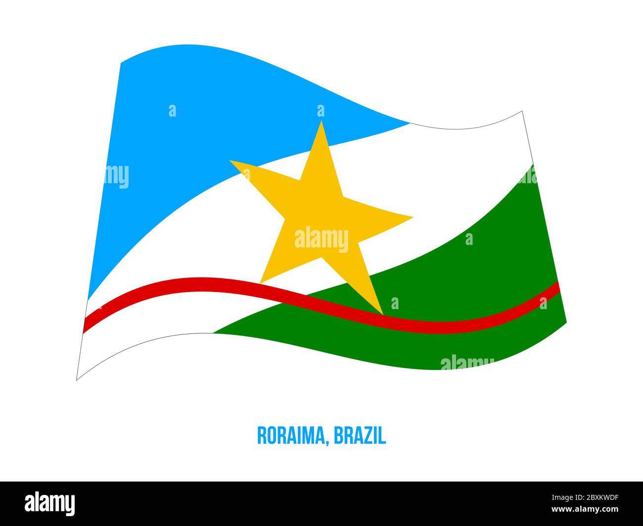 Roraima bandiera sventola illustrazione vettoriale su sfondo bianco. Membri bandiera del Brasile. Illustrazione Vettoriale