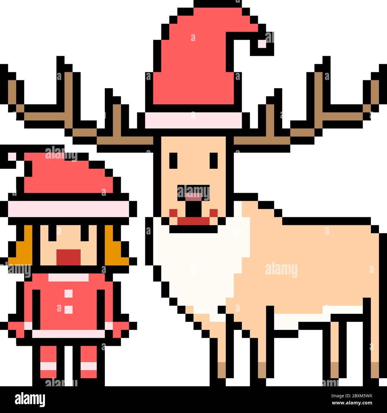 vettore pixel art santa cervo isolato Illustrazione Vettoriale