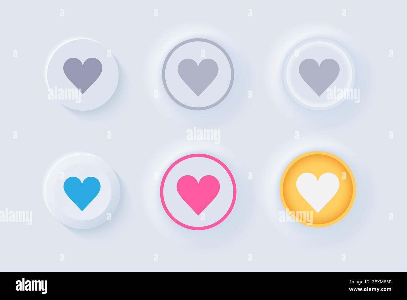Set di luci per pulsanti simili a quelli dell'interfaccia utente Newmorphic Illustrazione Vettoriale