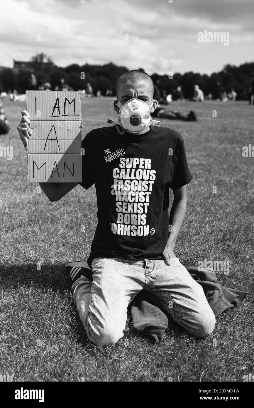 Black Lives Matter protesta Glasgow 01/06/2020 Glasgow Green Foto Stock