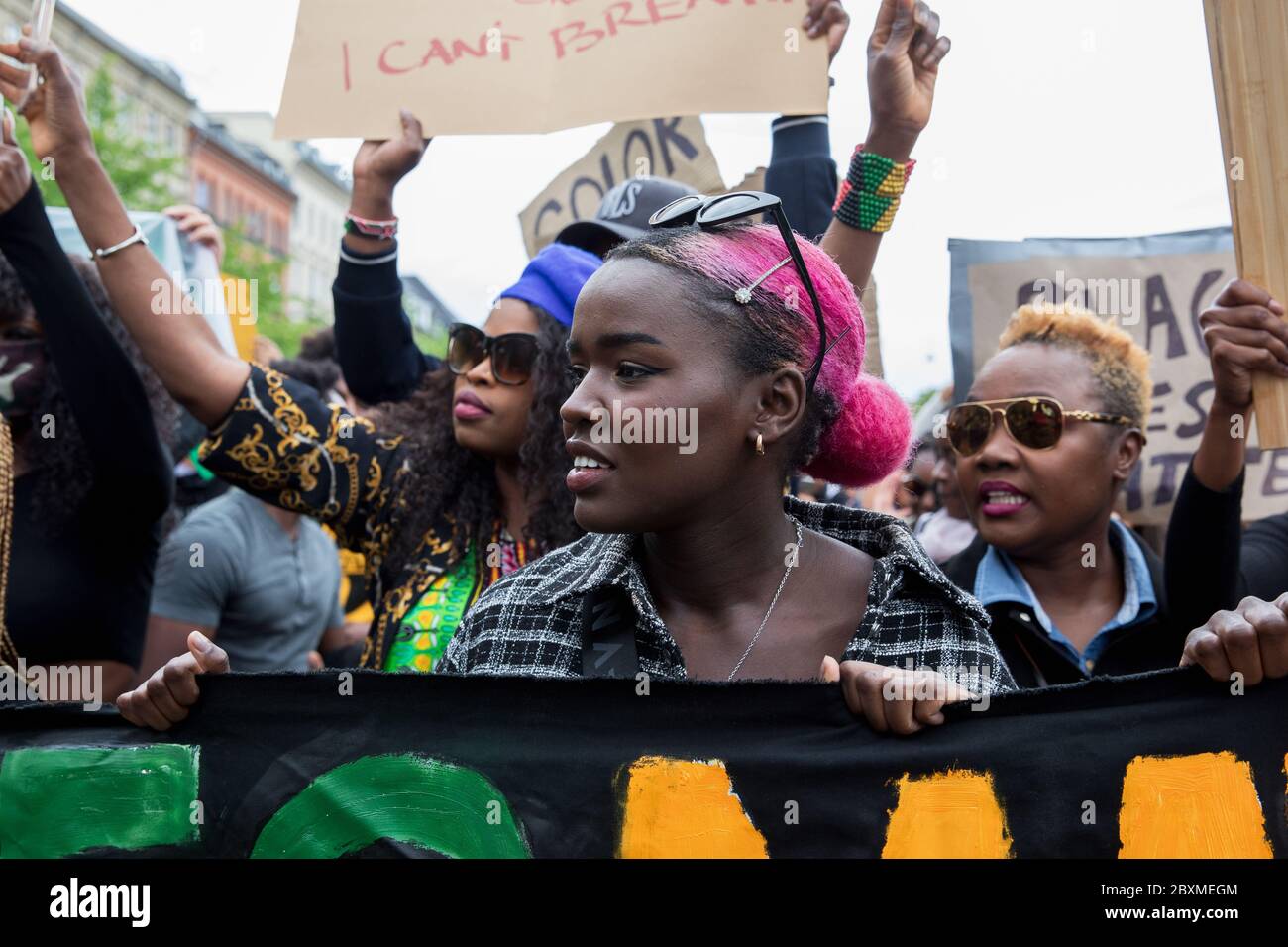 Dimostrazione per Black Lives a Copenhagen. Il numero ufficiale di persone che hanno partecipato è stato di 15.000, ma in realtà molti altri hanno aderito. Foto Stock