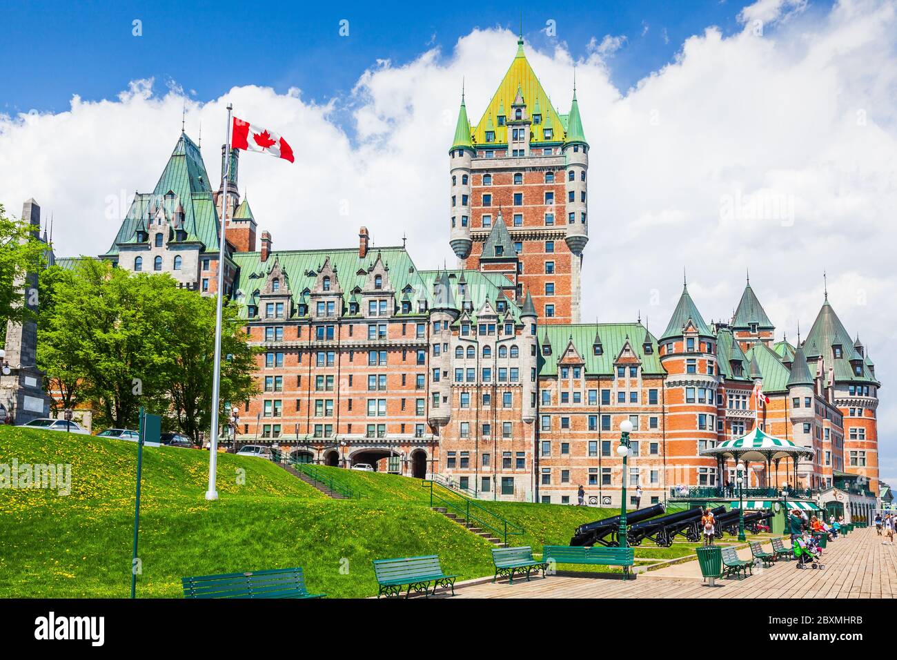 Quebec City, Canada. Castello di Frontenac e passeggiata sul lungomare. Foto Stock